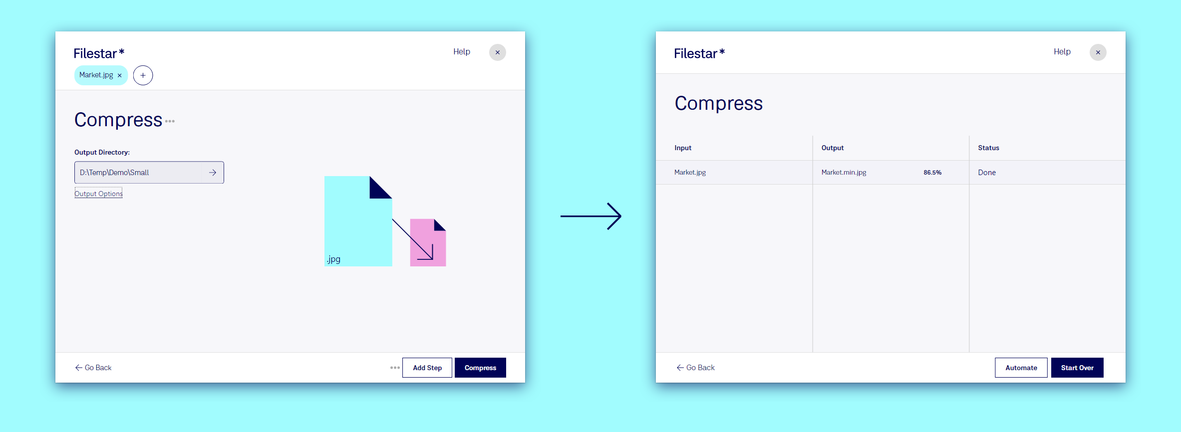 Compress a photo from 1.5 MB to 204 KB